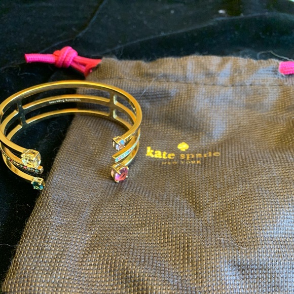 kate spade Jewelry - Kate Spade Gold tone Gemstone Open Cuff Bracelet